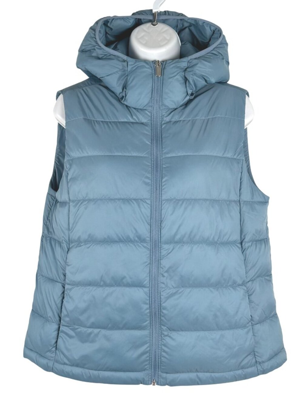 Athleta Aire Puffer Vest Womens Small Blue Full Zip Nylon Outdoor CJ-2427